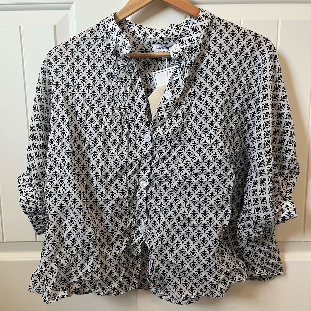 Emerson Fry Black and White Patterned Blouse